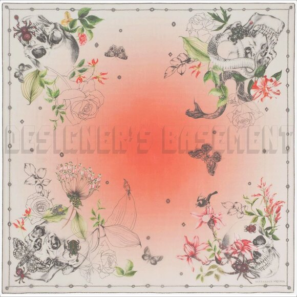 ALEXANDER MCQUEEN★Botanical Master Shawl SCARF NEW $595 ALEXANDER MCQUEEN Botanical Master SKULL BIRDS